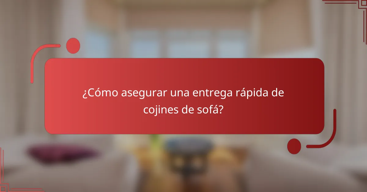 ¿Cómo asegurar una entrega rápida de cojines de sofá?