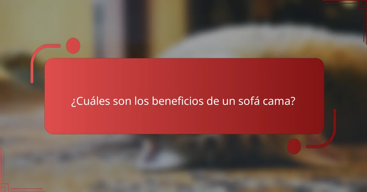 ¿Cuáles son los beneficios de un sofá cama?
