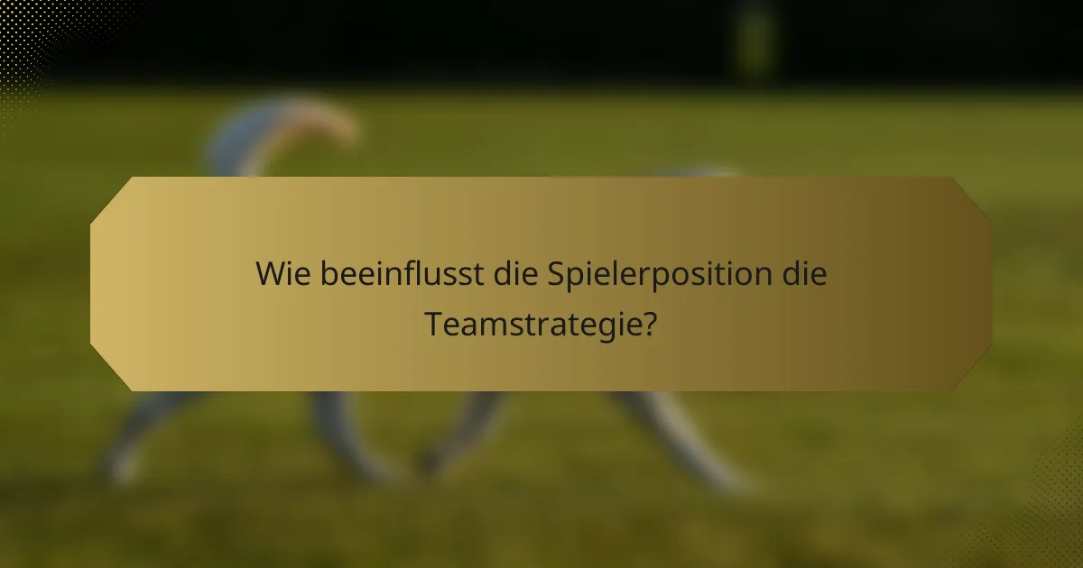 Wie beeinflusst die Spielerposition die Teamstrategie?